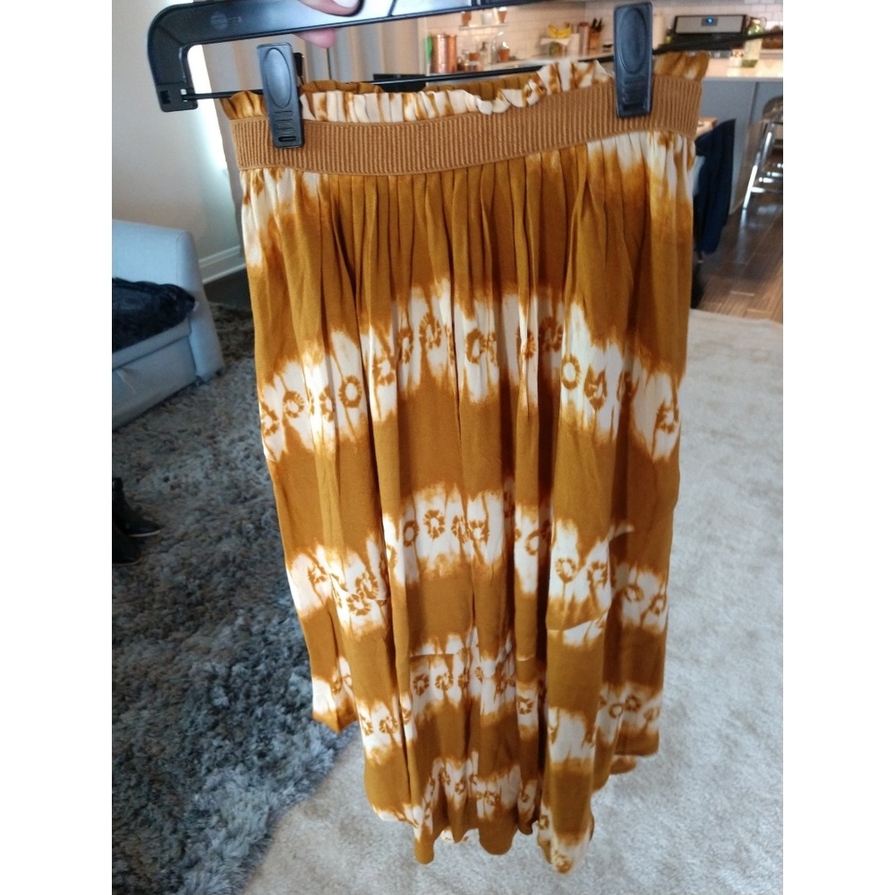 H&M- mustard yellow tie dye skirt